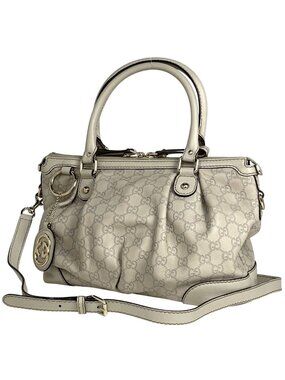 Gucci Guccissima Ski Handbag Signature 2-Way Shimarais the Ivory